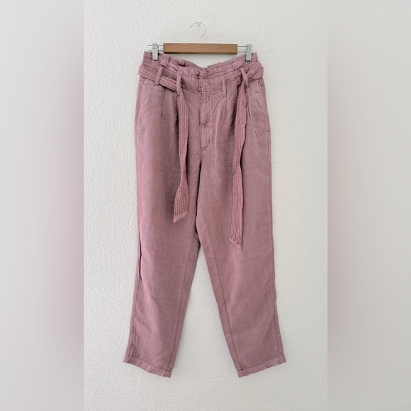 American Eagle Outfitters Dusty Rose Lyocell paper bag pants Size 6 Short - Picture 1 of 10